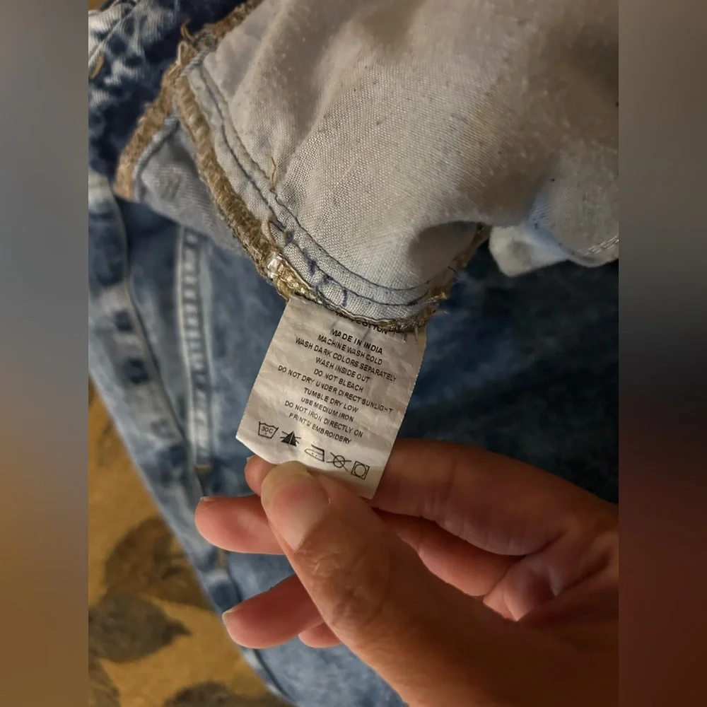 People pleated High Rise Blue Acid Wash Wide-Leg Jeans Size 28 - Picture 13 of 13